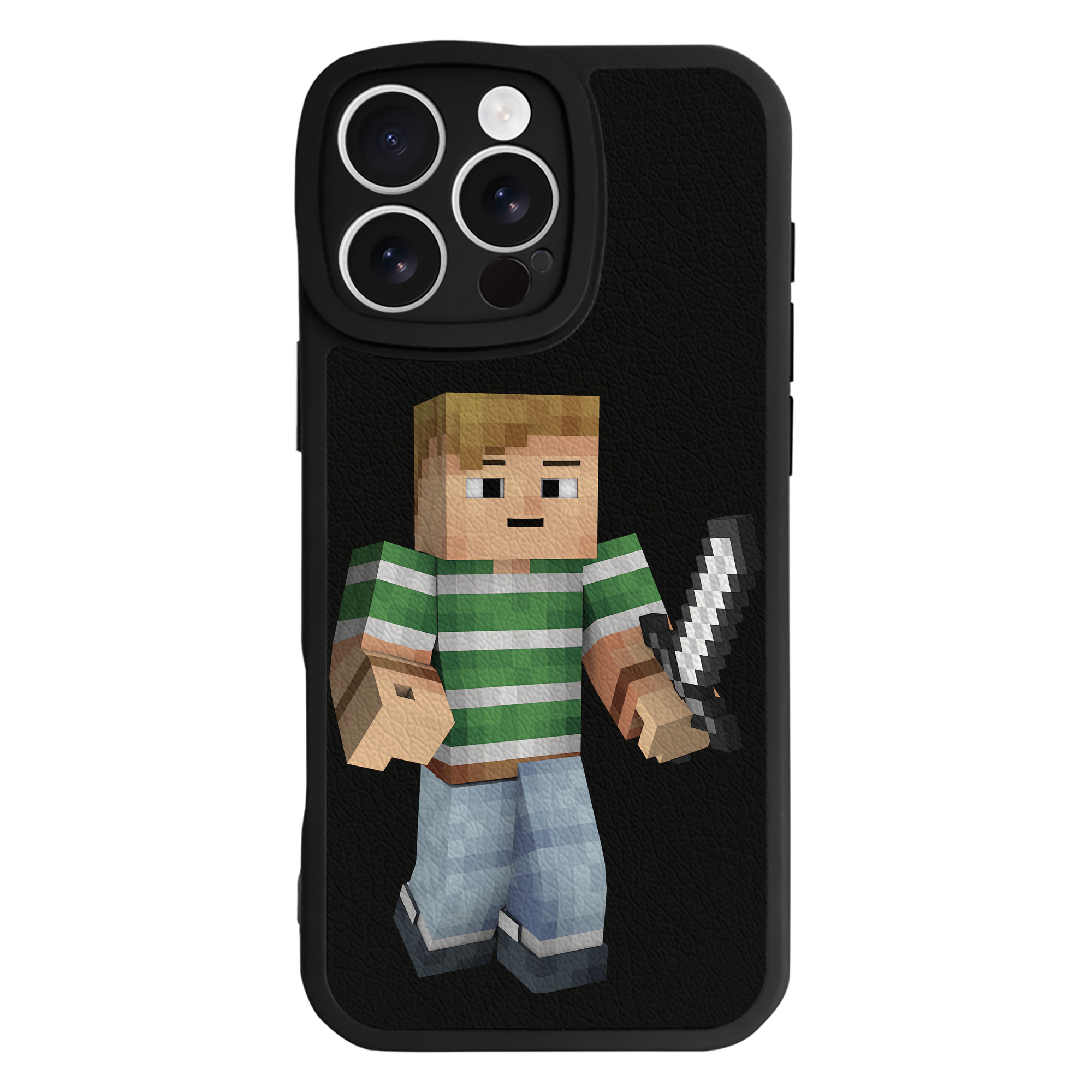 （画像用） マインクラフト ブロックの世界 Minecraft MC Block world 【iPhone 16シリーズ対応】シリコンスマホケース（レザー調） 材質：シリコン